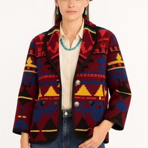 Jofeld Vintage Southwest Aztec Wool Coat Jacket L Bold Western Cowgirl Style